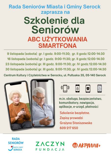 Szkolenie dla Seniorów - ABC użytkowania smatfona 