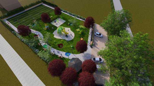 Wizualizacja i plany budowy placu zabaw w Ludwinowie Zegrzyńskim