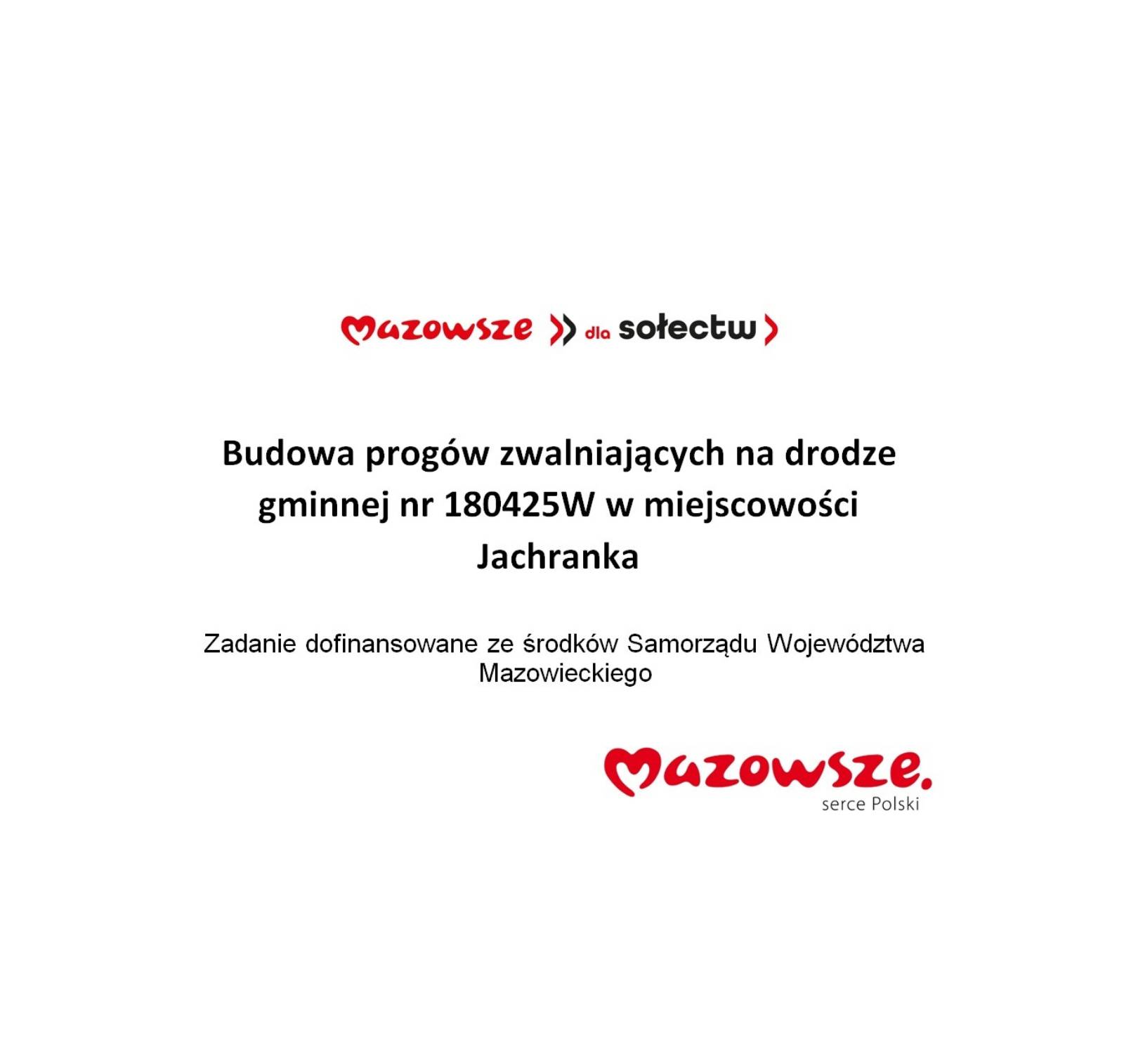 Budowa progów zwalniających na drodze gminnej nr 180425W w miejscowości Jachranka 