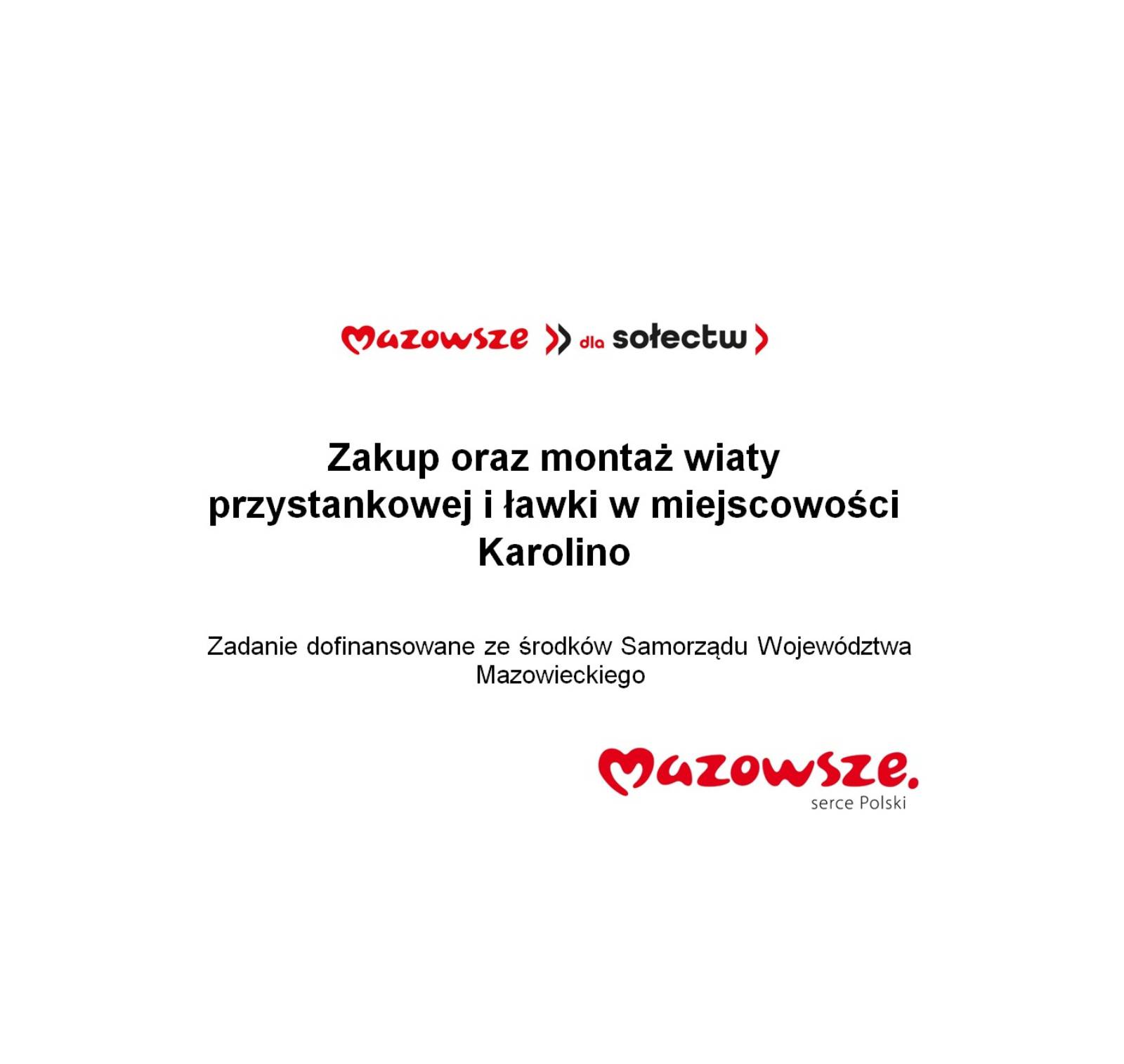 Zakup oraz montaż wiaty przystankowej i ławki w miejscowości Karolino