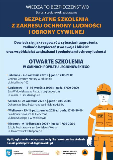 Bezpłatne szkolenia z zakresu ochrony ludności i obrony cywilnej