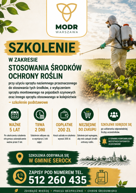 Szkolenie w zakresie stosowania środków ochrony roślin